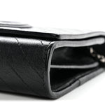 Sakai Be Green Calfskin Diagonal Stitched Blondie Wallet on Chain Black