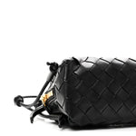 Calfskin Intrecciato Small Loop Top Handle Black