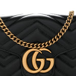 Calfskin Matelasse GG Marmont Chain Wallet Black