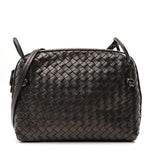 Metallic Nappa Intrecciato Nodini Crossbody Messenger Dark Grey