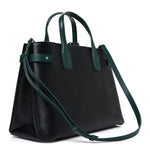Derby Calfskin House Check Medium Banner Tote Black Sea Green