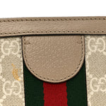 GG Supreme Monogram Textured Dollar Calfskin Web Medium Ophidia Shopping Tote Beige Mystic White Oatmeal