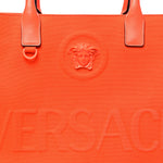 Canvas Calfskin La Medusa Tote Bag Orange