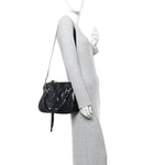 Natural Shiny Calfskin Small Marcie Satchel Black