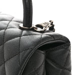 Caviar Lizard Embossed Quilted Small Coco Handle Flap Black