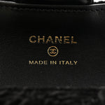 Velvet Camellia Embossed Jewel Belt Card Holder With Chain Black