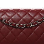 Caviar Quilted Jumbo Double Flap Burgundy