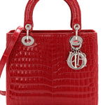 Alligator Medium Lady Dior Red
