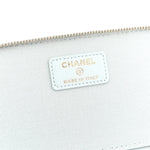 Lambskin Quilted Small Top Handle Vanity Case With Chain Light Blue