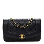 Lambskin Quilted Small Single Flap Navy