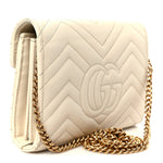 Calfskin Matelasse GG Marmont Chain Wallet Mystic White
