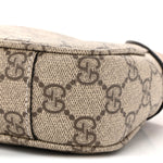 GG Supreme Monogram Textured Calfskin Small Emblem Shoulder Bag Beige Dark Brown