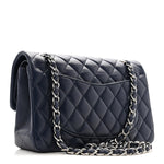 Lambskin Quilted Small Double Flap Blue