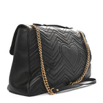 Calfskin Matelasse Maxi GG Marmont Top Handle Shoulder Bag Black