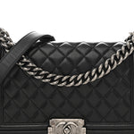 Lambskin Quilted Medium Boy Flap Black