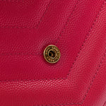 Grain De Poudre Matelasse Chevron Monogram Chain Wallet Lipstick Fuchsia