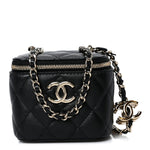 Lambskin Quilted Mini CC Crush Vanity Case With Chain Black