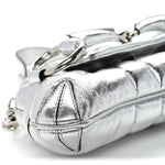 Metallic Nappa Vertical Matelasse Small Maxi Horsebit Chain Shoulder Bag Silver