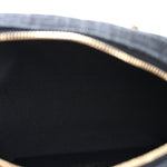 Denim Quilted Clutch With Chain Dark Blue Orange