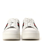 Ultralight Plume Calfskin Web Womens Ace Platform Sneakers 39.5 White