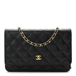 Caviar Quilted Wallet on Chain WOC Black