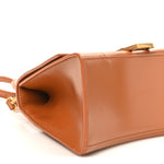 Shiny Box Calfskin Small Hourglass Top Handle Bag Camel
