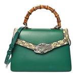 Calfskin Snakeskin Small Lilith Top Handle Bag Green