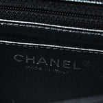 Metallic Caviar Chevron Quilted Mini Rectangular Flap Black