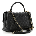 Caviar Quilted Small Coco Handle Flap Black