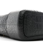 Crocodile Embossed Calfskin Medium Gabrielle Cocodile Hobo Black