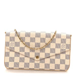 Damier Azur Pochette Felicie Chain Wallet Rose Ballerine