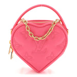 Calfskin Embroidered Monogram Pop My Heart Bag Pouch Dragon Fruit Pink