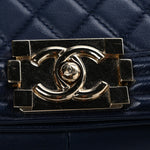 Lambskin Quilted New Medium Boy Flap Dark Navy Blue