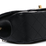 Lambskin Quilted Mini Rectangular Sweet Camellia Flap  Black