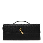 Nappa Intrecciato Long Andiamo Top Handle Clutch Black