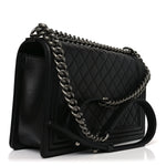 Calfskin Quilted New Medium Boy Flap Black