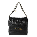 Shiny Calfskin Quilted Small Chanel 22 Black