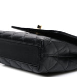 Caviar Quilted Coco Handle Clutch With Chain Black