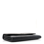 Lambskin Embossed Camellia Large Gusset Flap Wallet Black
