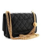 Lambskin Quilted Sweet Camellia Wallet On Chain WOC Black