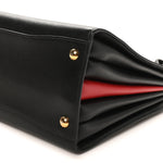 Saffiano City Calfskin Medium Bibliothèque Top Handle Black Fuoco