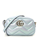 Iridescent Nappa Chevron Matelasse Small GG Marmont Chain Shoulder Bag Iridescent Salvy Green