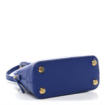 Signature Grained Calfskin Logo XXS Ville Top Handle Bag Bleu Roi White