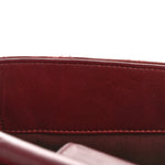 Glazed Calfskin Quilted Small Gold Bar Tote Red