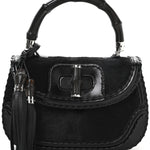 Pony Hair New Bamboo Medium Top Handle Bag Black