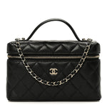 Caviar Quilted Top Handle Slim Vanity With Chain Black