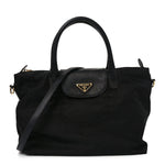 Tessuto Nylon Saffiano Shopping Tote Black