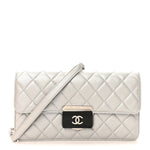Metallic Sheepskin Quilted Small Beauty Lock Flap Silver