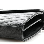 Grain De Poudre Matelasse Chevron Monogram Monochrome Chain Wallet Black