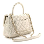 Metallic Aged Calfskin Quilted Mini Coco Handle Flap Gold